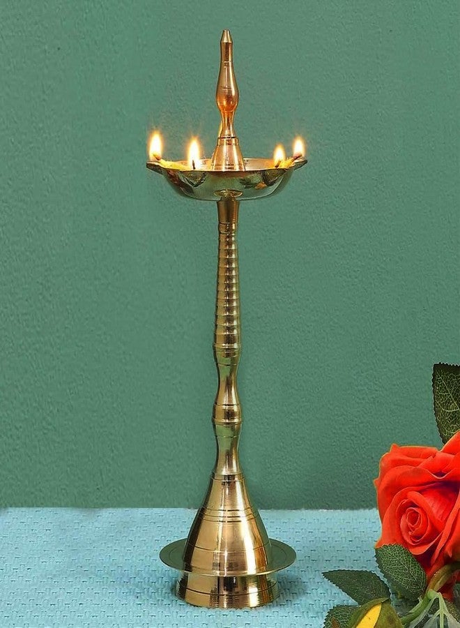إسبلانيد eSplanade نحاس كيرالا ديا لبوجا - 5 فتيل Kutthu Vilakku Samai Diya لديكورات Puja Diwali، ديكور المعبد - 9 بوصة - Image 4